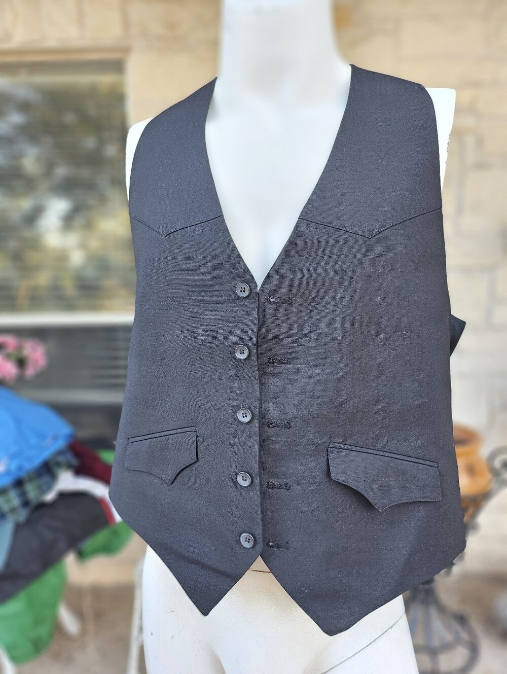 Very Nice Unbranded Black Suit Western  Vest Waistcoat Size M See Measurements
